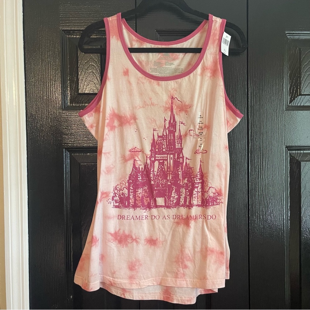 Disney Parks Pink Castle Tie-Dye Tank Top